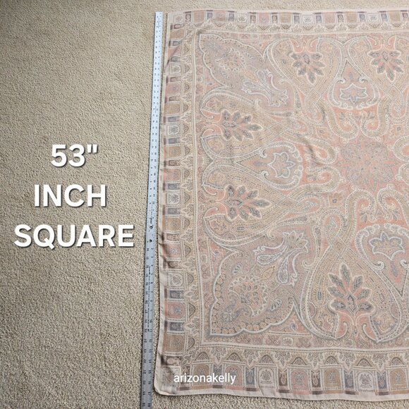 NWOT Altea Wool & Silk Large Square Scarf Muted Grey and Pink Hand-Stitched Hem - Picture 4 of 16